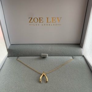 14k gold Zoe Lev mini wishbone necklace 18”